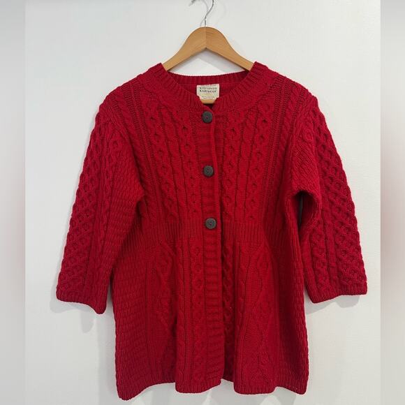 Milton Knitwear Red Merino Wool Cardigann Sweater Ireland Medium - Picture 8 of 8